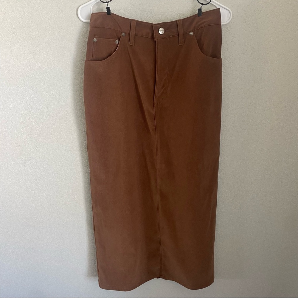 Vintage Roughrider by Circle T Tan Western Maxi Skirt Suede Feel 5/6